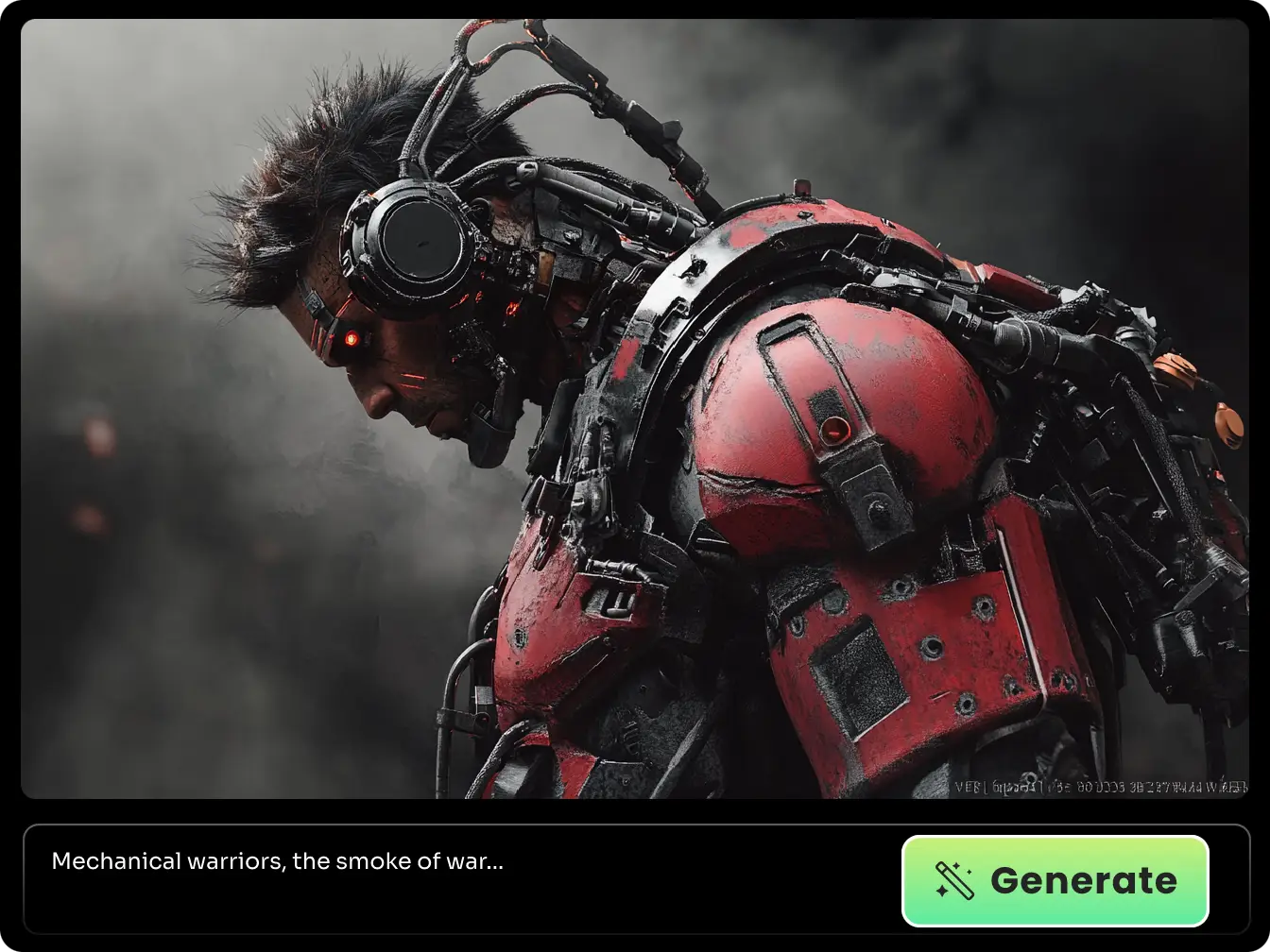 ein KI-generierter futuristischer Roboterkrieger